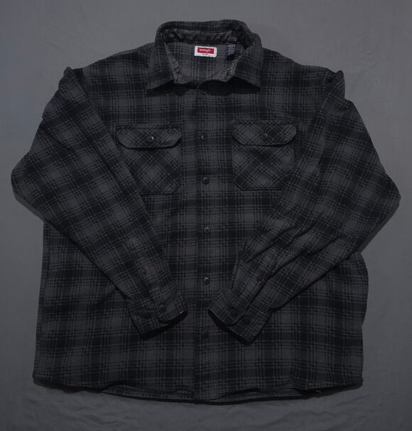 Wrangler Other - Wrangler Mens XL Black Grey Plaid Polar Fleece Shirt Jacket Shacket